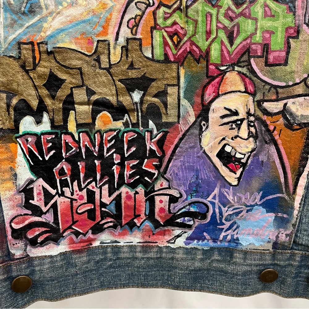 Vintage size medium - NYC graff artist painted Jean jacket street art - graffiti - Picture 9 of 9